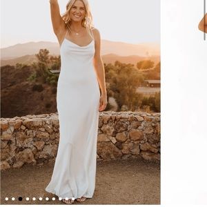 Show Me Your Mumu Tuscany Maxi Slip Dress in Ivory Luxe Satin